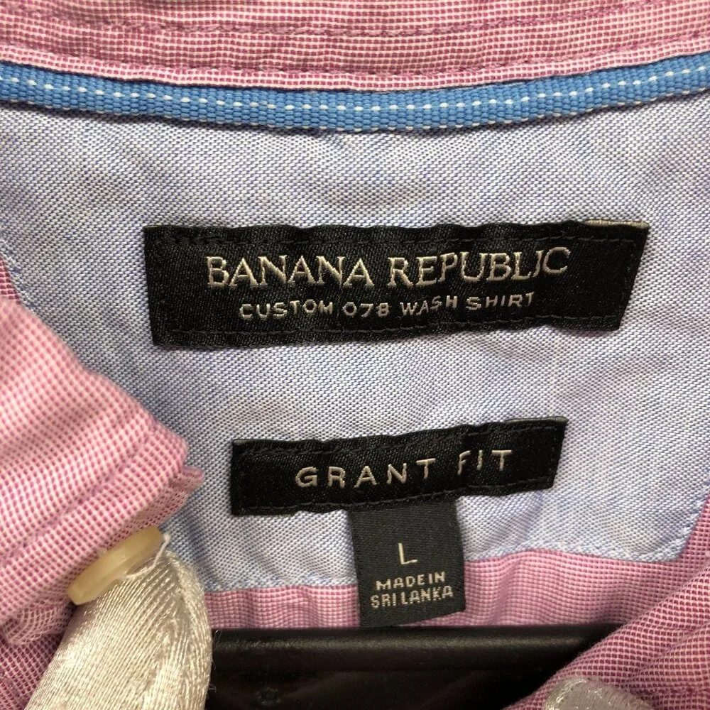 Banana Republic Custom 078 Wash Shirt Mens L Grant Fit Long Sleeve Pink Mauve‎